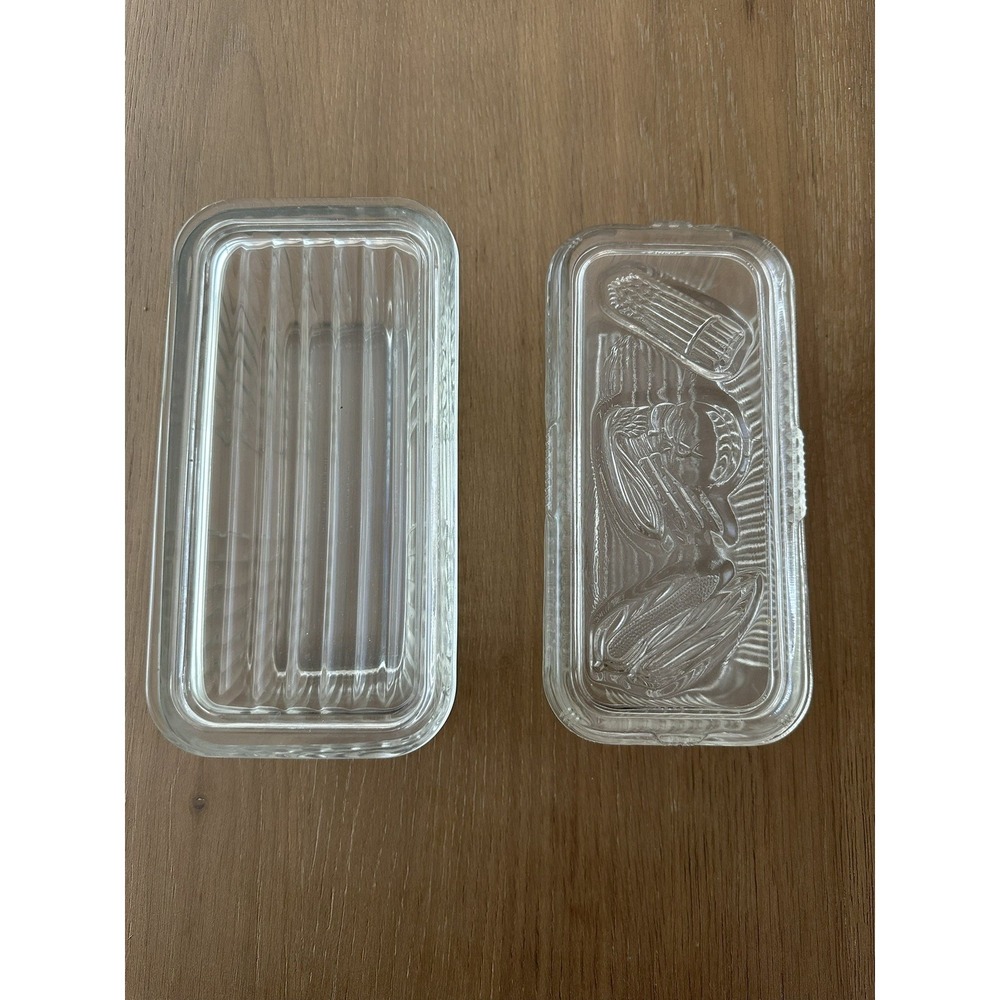 Vintage Anchor Hocking Med Ribbed Refrigerator Dish W/ Lid 9" x 4" Vegetables